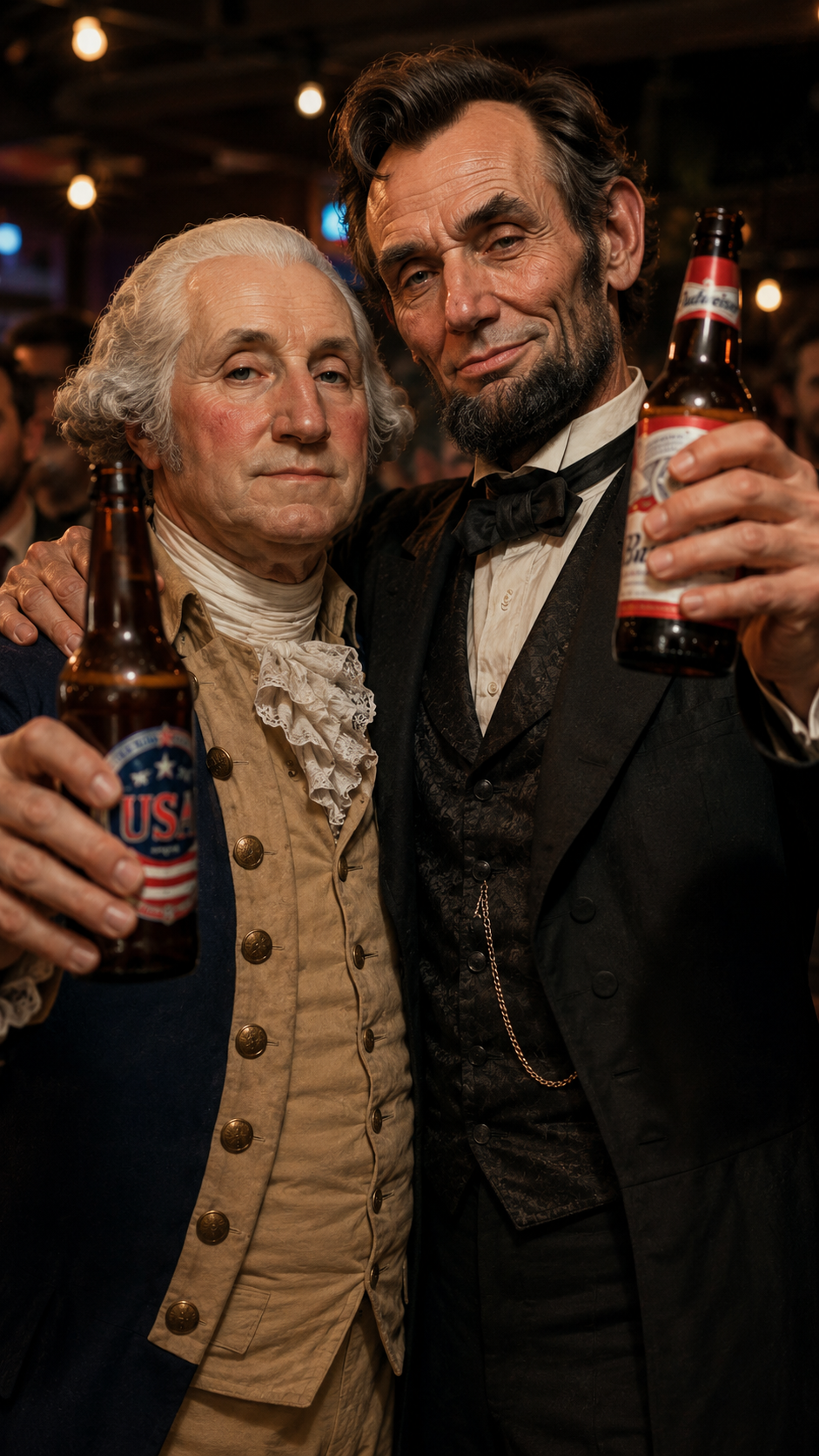 The Great American Rager — George Washington and Abraham Lincoln raising beers at Waterfront for Seven Days of Dive, July 1–7, 2026